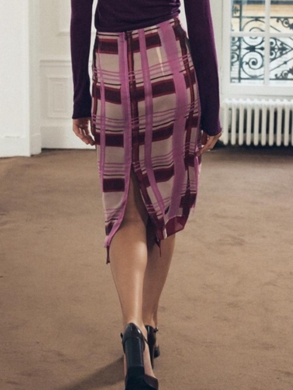 Zara Pink and Burgundy  midi skirt - Picture 5 of 7